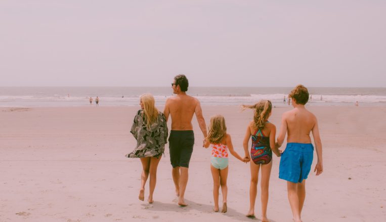 family on the beach